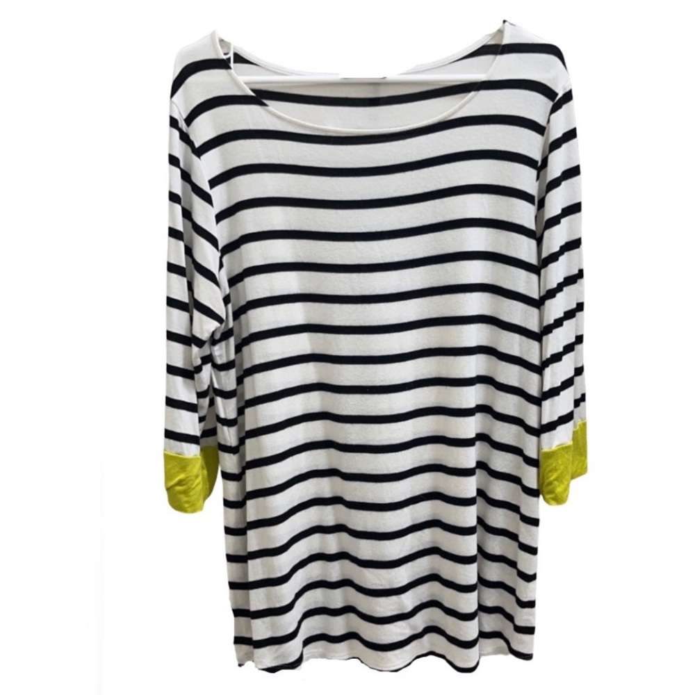 Colette 3/4 sleeve length striped shirt.